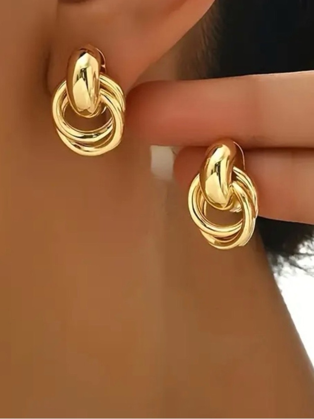 Classic Gold Plated Knot Drop Earrings - Women Jewelry
